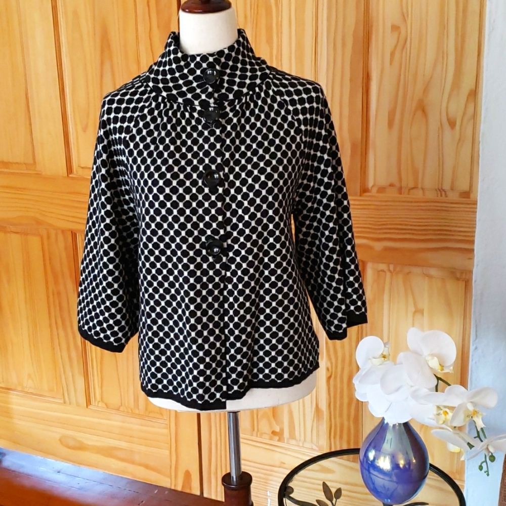 Chico's Black and White Checked Cape